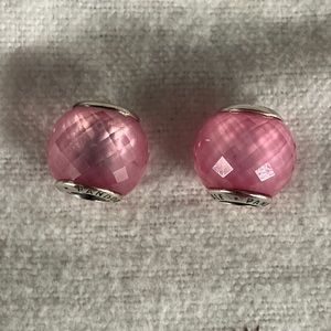 TWO Authentic 100%Pink Petite Facet Charm